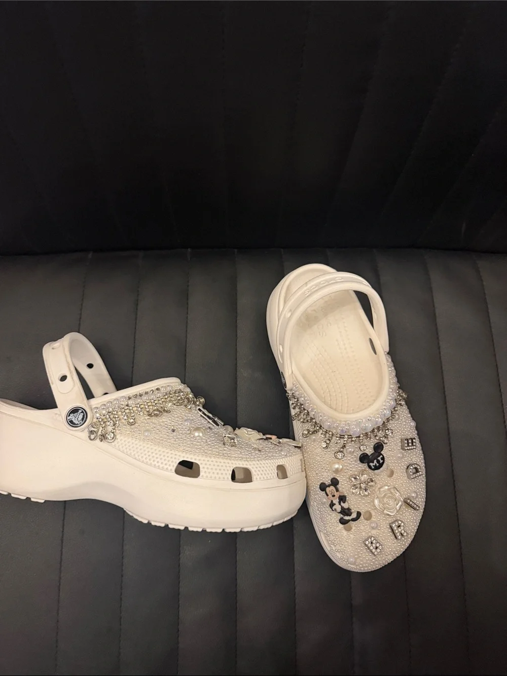 Women- Disney Wedding-Decorative Slip-On Platform Crocs with Crystal Charms - Picture 2 of 2